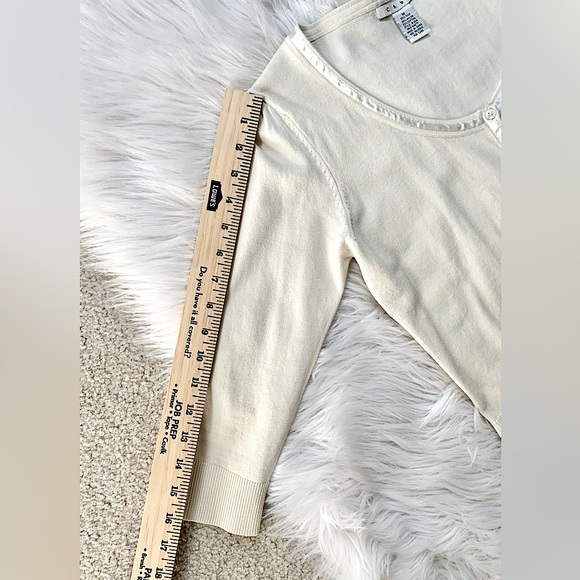 CAbi Tan Cardigan w/ Ribbon Edging - Picture 14 of 15